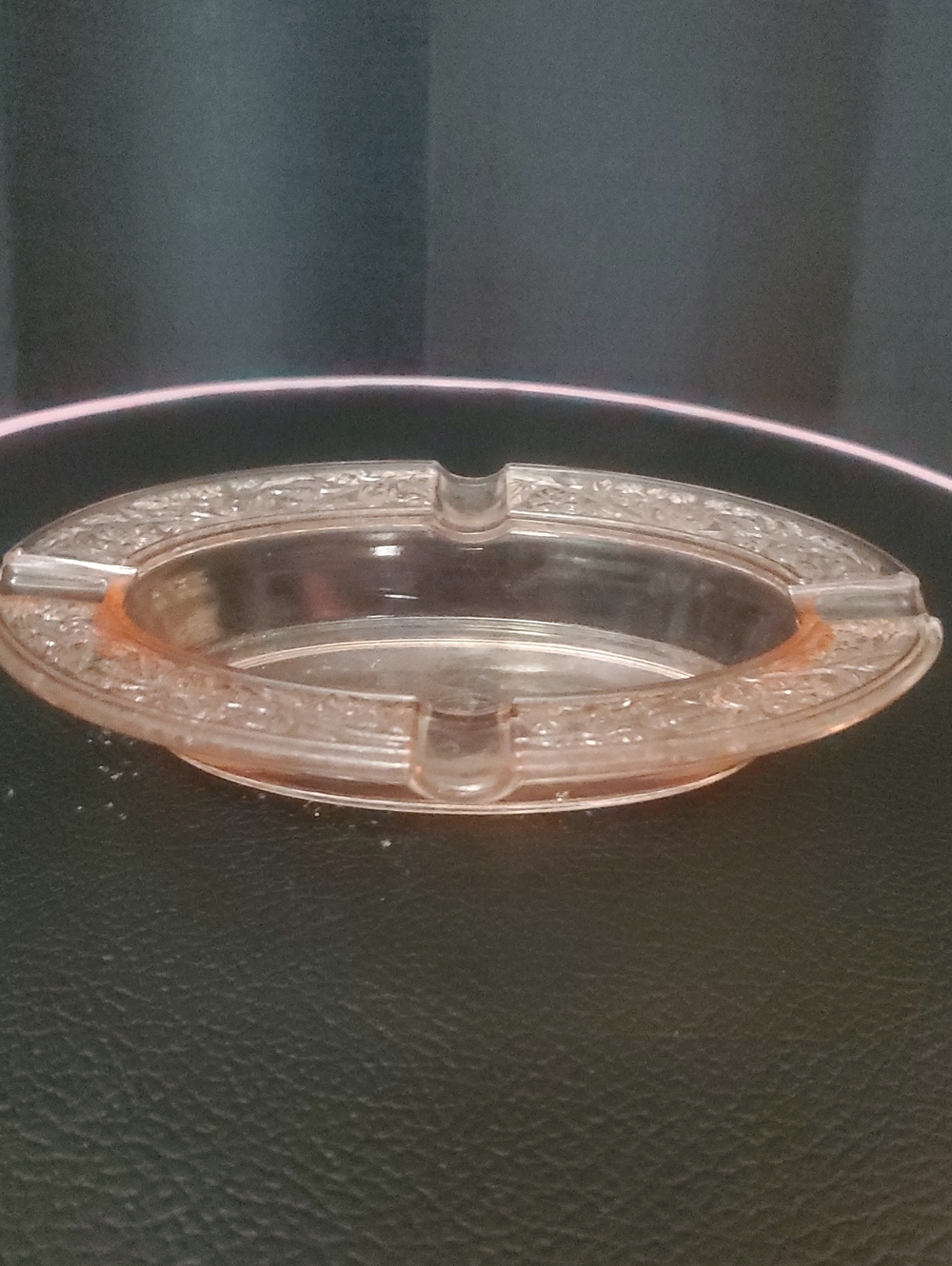 VTG FENTON Pink Floral Rose Depression Glass Ashtray / Jewelry Tray